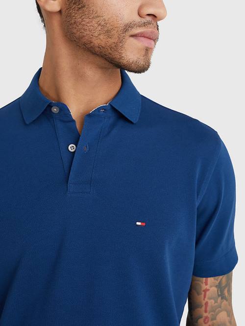 Tommy Hilfiger 1985 Essential TH Flex Polo Yaka Tişört Erkek Mavi | TH418HOG