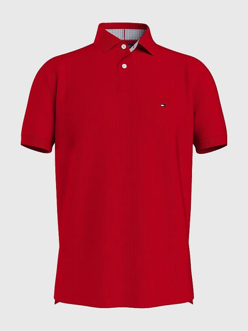 Tommy Hilfiger 1985 Essential TH Flex Polo Yaka Tişört Erkek Kırmızı | TH482DHF