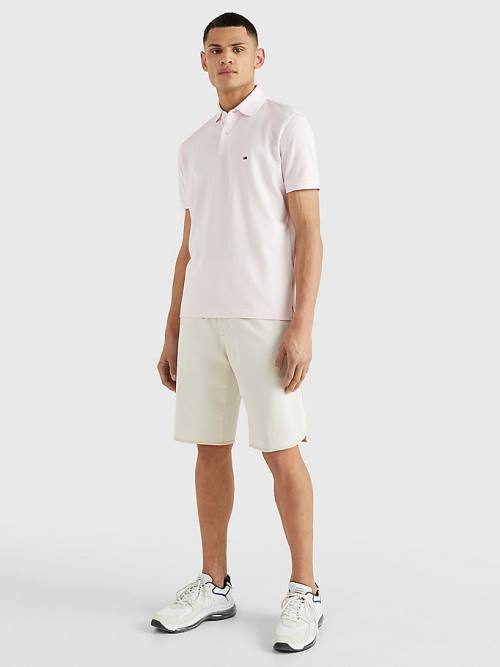 Tommy Hilfiger 1985 Essential TH Flex Polo Yaka Tişört Erkek Pembe | TH604ABD