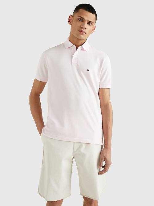 Tommy Hilfiger 1985 Essential TH Flex Polo Yaka Tişört Erkek Pembe | TH604ABD