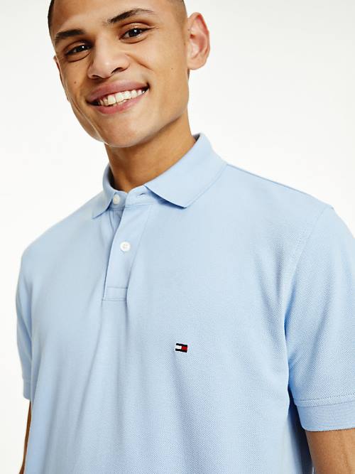 Tommy Hilfiger 1985 Essential TH Flex Polo Yaka Tişört Erkek Mavi | TH689DPB