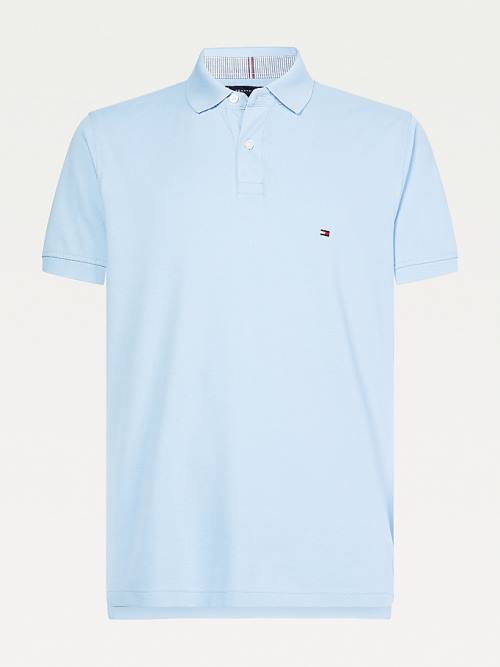 Tommy Hilfiger 1985 Essential TH Flex Polo Yaka Tişört Erkek Mavi | TH689DPB