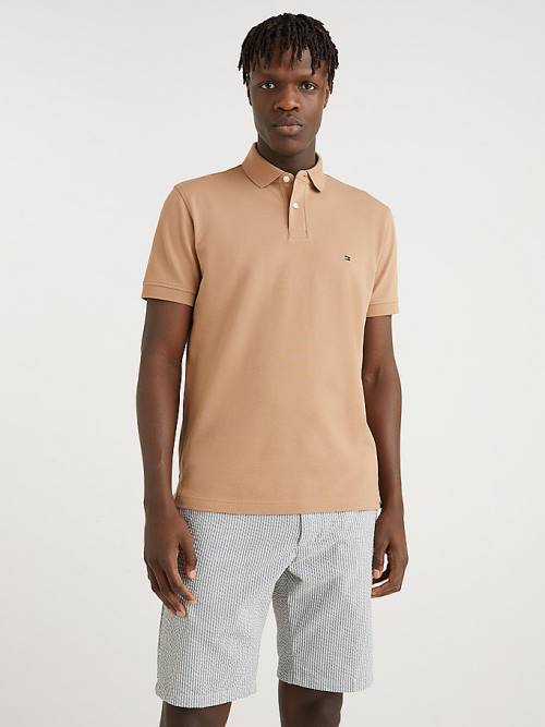 Tommy Hilfiger 1985 Essential TH Flex Polo Yaka Tişört Erkek Kahverengi | TH786KCU