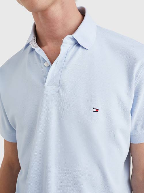 Tommy Hilfiger 1985 Essential TH Flex Polo Yaka Tişört Erkek Mavi | TH902KSA