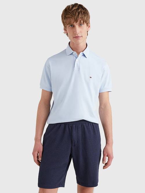 Tommy Hilfiger 1985 Essential TH Flex Polo Yaka Tişört Erkek Mavi | TH902KSA