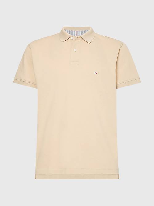 Tommy Hilfiger 1985 Essential TH Flex Polo Yaka Tişört Erkek Bej Rengi | TH928UVL