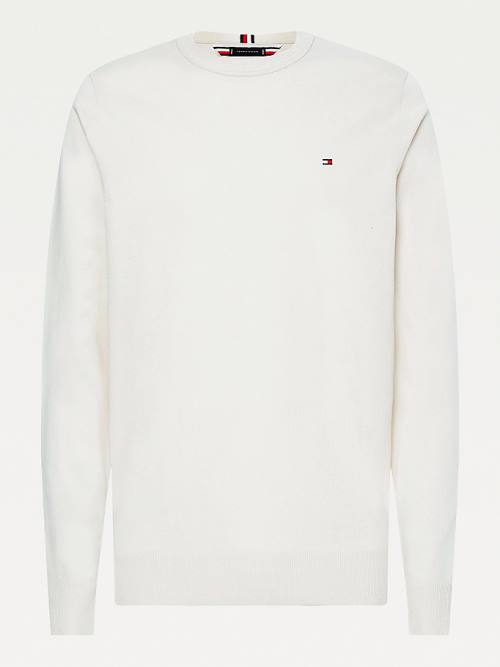 Tommy Hilfiger 1985 Essential TH Flex Sweatshirt Kazak Erkek Bej Rengi | TH042UMO