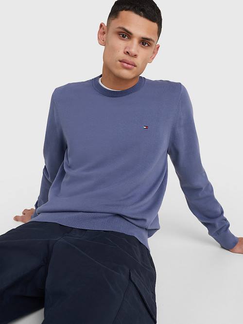 Tommy Hilfiger 1985 Essential TH Flex Sweatshirt Kazak Erkek Mavi | TH172LJR