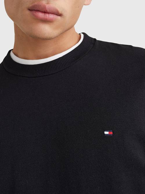 Tommy Hilfiger 1985 Essential TH Flex Sweatshirt Kazak Erkek Siyah | TH230ORD