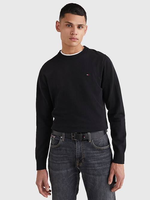 Tommy Hilfiger 1985 Essential TH Flex Sweatshirt Kazak Erkek Siyah | TH230ORD