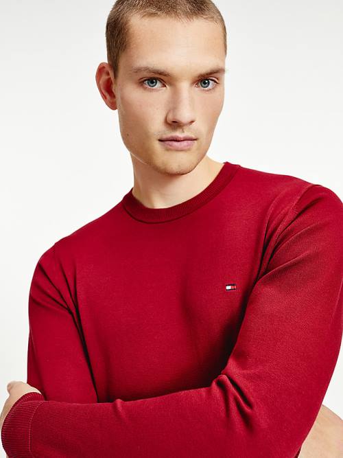 Tommy Hilfiger 1985 Essential TH Flex Sweatshirt Kazak Erkek Kırmızı | TH237OYQ