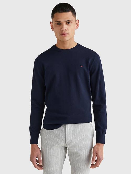 Tommy Hilfiger 1985 Essential TH Flex Sweatshirt Kazak Erkek Mavi | TH413TEK