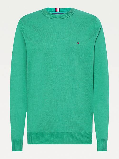 Tommy Hilfiger 1985 Essential TH Flex Sweatshirt Kazak Erkek Yeşil | TH961RMC