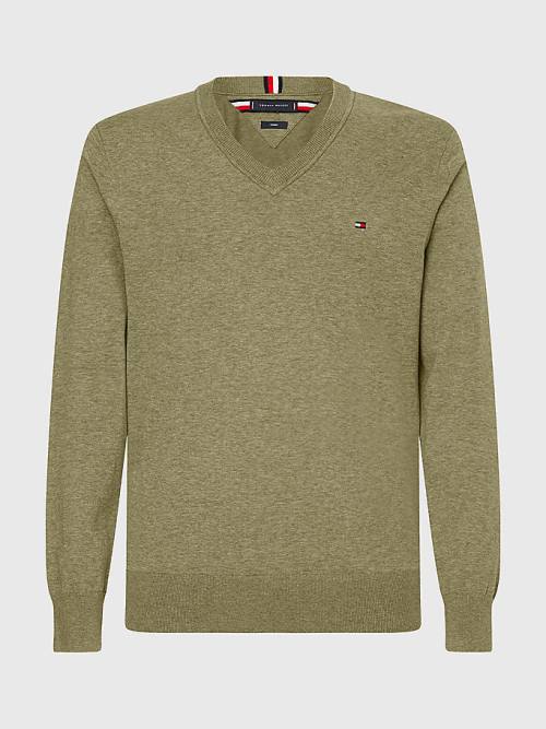 Tommy Hilfiger 1985 Essential TH Flex V-Neck Jumper Kazak Erkek Kahverengi | TH709DZL