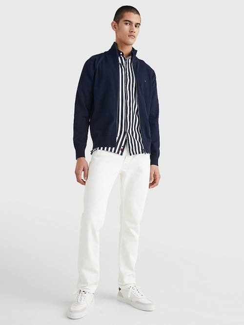 Tommy Hilfiger 1985 Essential TH Flex Zip-Thru Cardigan Kazak Erkek Mavi | TH486QGP