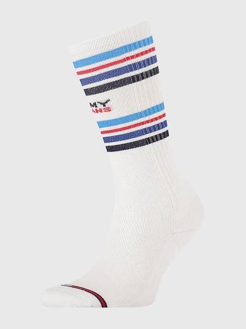 Tommy Hilfiger 1-Pack Stripe Knee High Çorap Erkek Mavi | TH091RFY