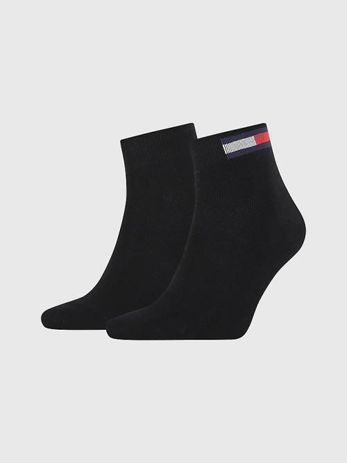 Tommy Hilfiger 2-Pack Flag Ankle Çorap Erkek Siyah | TH621KCJ