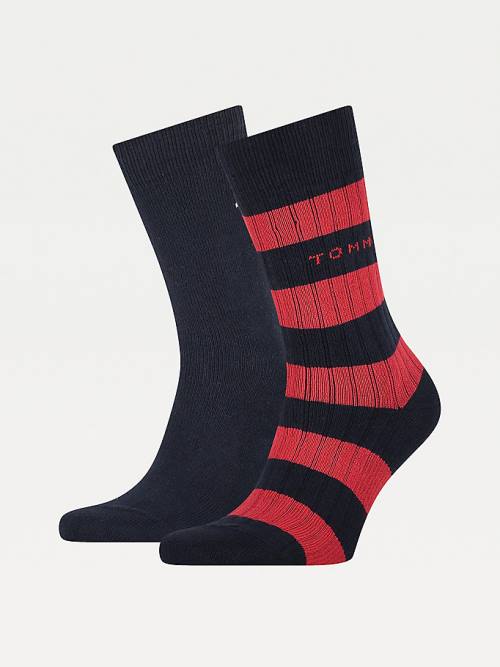 Tommy Hilfiger 2-Pack Rib-Knit Rugby Çorap Erkek Mavi | TH378MJB