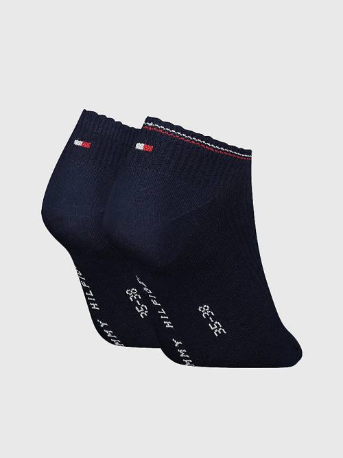 Tommy Hilfiger 2-Pack Ribbed Trainer Çorap Kadın Mavi | TH142DEF