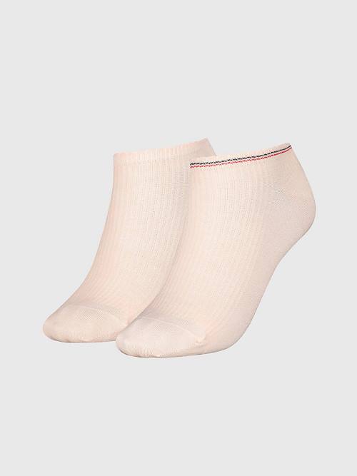 Tommy Hilfiger 2-Pack Ribbed Trainer Çorap Kadın Pembe | TH486RMQ