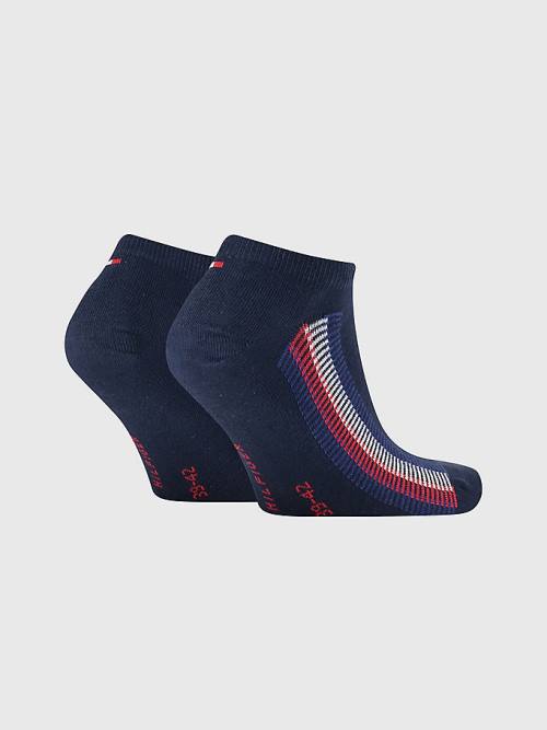 Tommy Hilfiger 2-Pack Ribbon Stripe Trainer Çorap Erkek Mavi | TH527YIX