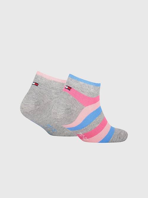 Tommy Hilfiger 2-Pack Stripe Ankle Çorap Kadın Pembe | TH256UPR