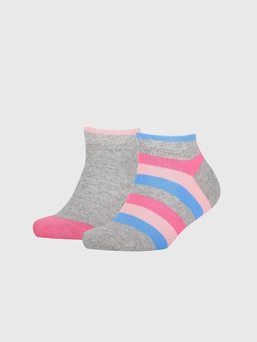 Tommy Hilfiger 2-Pack Stripe Ankle Çorap Kadın Pembe | TH256UPR