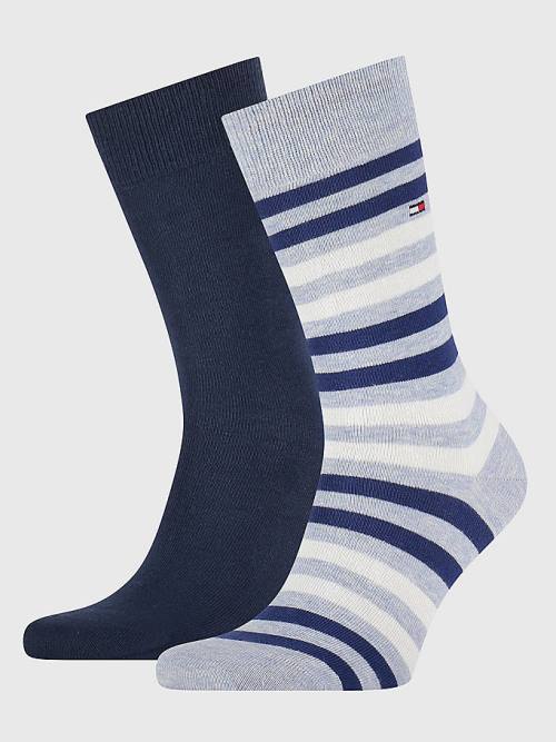 Tommy Hilfiger 2-Pack Stripe Çorap Erkek Mavi | TH326ARS