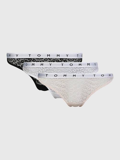 Tommy Hilfiger 3-Pack Dantel Logo Waistband Thongs İç Giyim Kadın Multi | TH812TVK