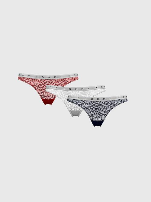 Tommy Hilfiger 3-Pack Dantel Logo Waistband Thongs İç Giyim Kadın Multi | TH920RXL