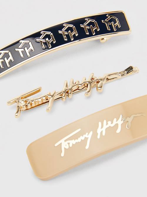 Tommy Hilfiger 3-Pack Iconic Hair Clips Şapka Kadın Mavi | TH071MIN