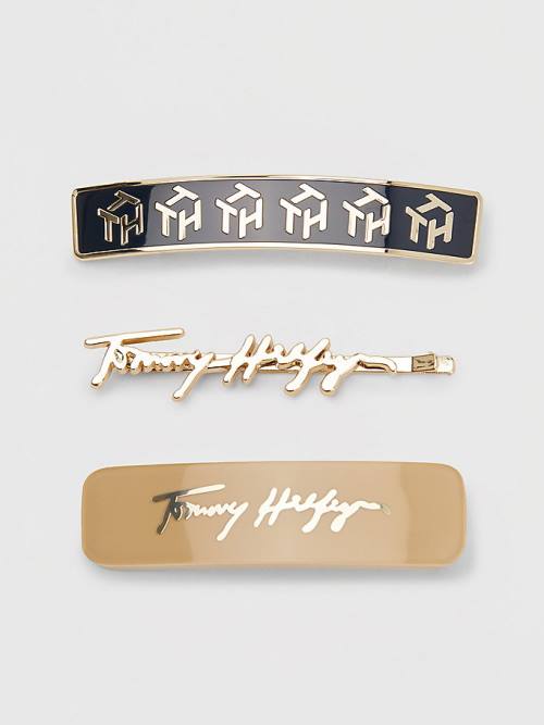 Tommy Hilfiger 3-Pack Iconic Hair Clips Şapka Kadın Mavi | TH071MIN