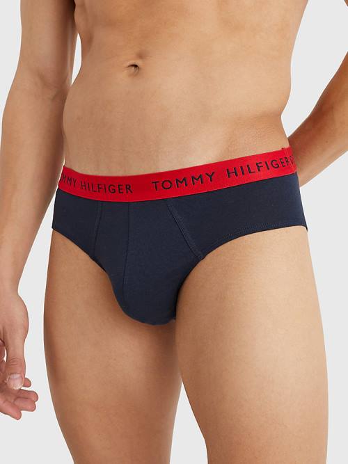 Tommy Hilfiger 3-Pack Logo Waistband Briefs İç Giyim Erkek Mor | TH102UQH