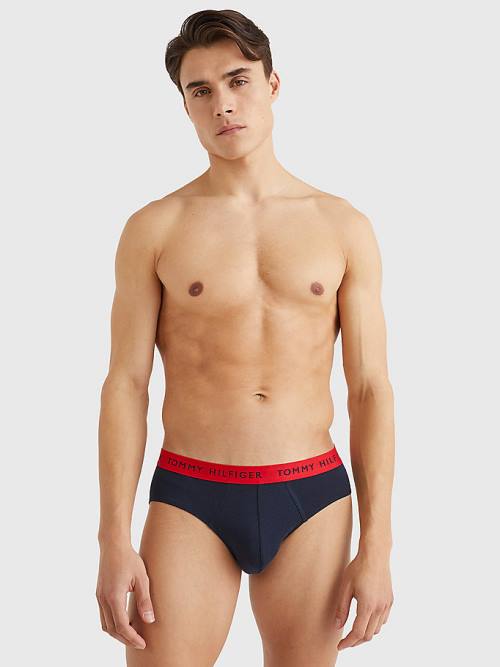 Tommy Hilfiger 3-Pack Logo Waistband Briefs İç Giyim Erkek Mor | TH102UQH