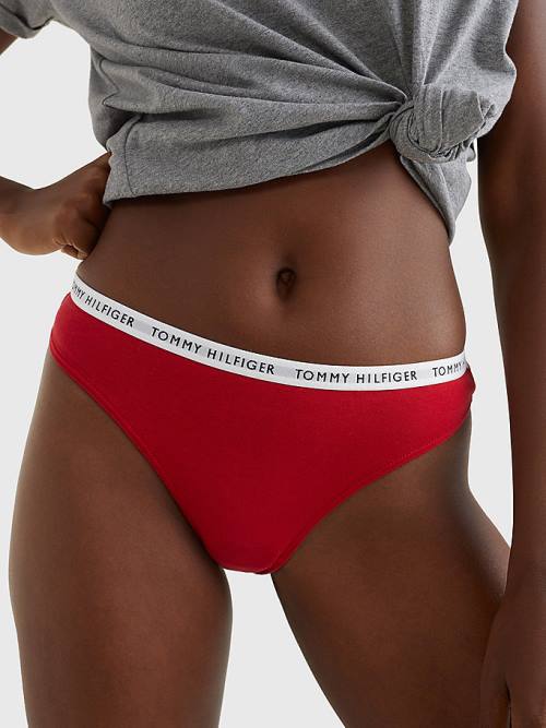 Tommy Hilfiger 3-Pack Recycled Pamuklu Thongs İç Giyim Kadın Kırmızı | TH269UIV