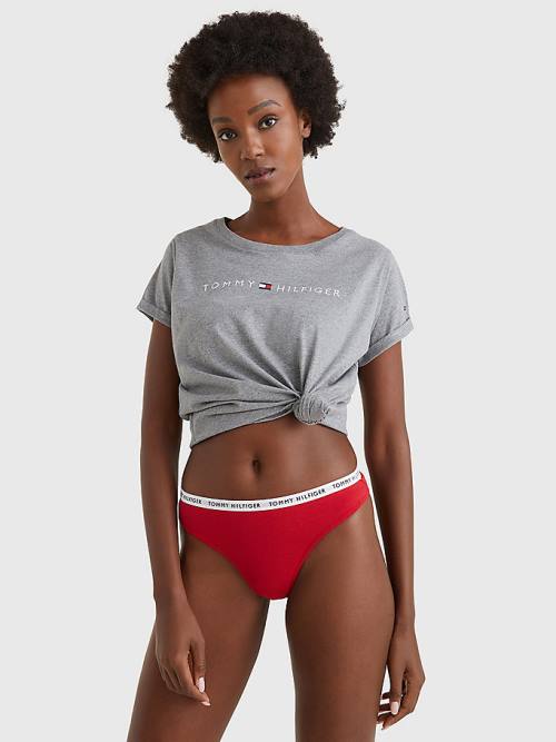 Tommy Hilfiger 3-Pack Recycled Pamuklu Thongs İç Giyim Kadın Kırmızı | TH269UIV