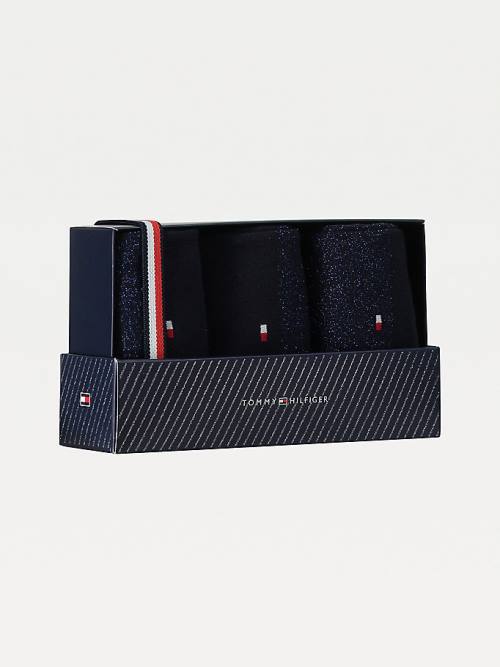 Tommy Hilfiger 3-Pack Sparkle Gift Box Çorap Kadın Mavi | TH807FJB