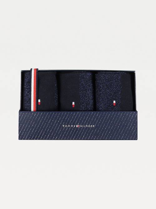 Tommy Hilfiger 3-Pack Sparkle Gift Box Çorap Kadın Mavi | TH807FJB