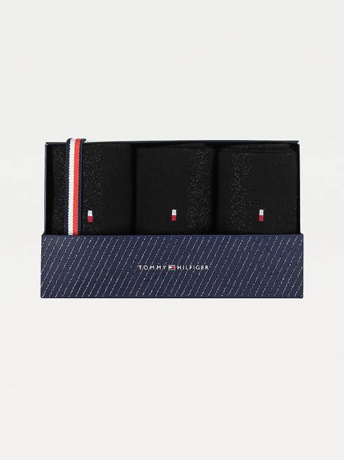 Tommy Hilfiger 3-Pack Sparkle Gift Box Çorap Kadın Siyah | TH857GKZ