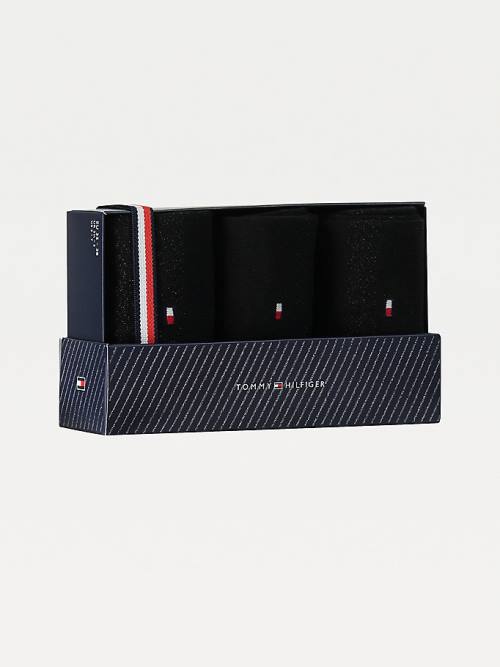 Tommy Hilfiger 3-Pack Sparkle Gift Box Çorap Kadın Siyah | TH857GKZ