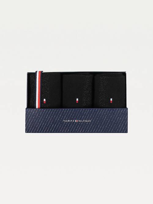 Tommy Hilfiger 3-Pack Sparkle Gift Box Çorap Kadın Siyah | TH943LPY