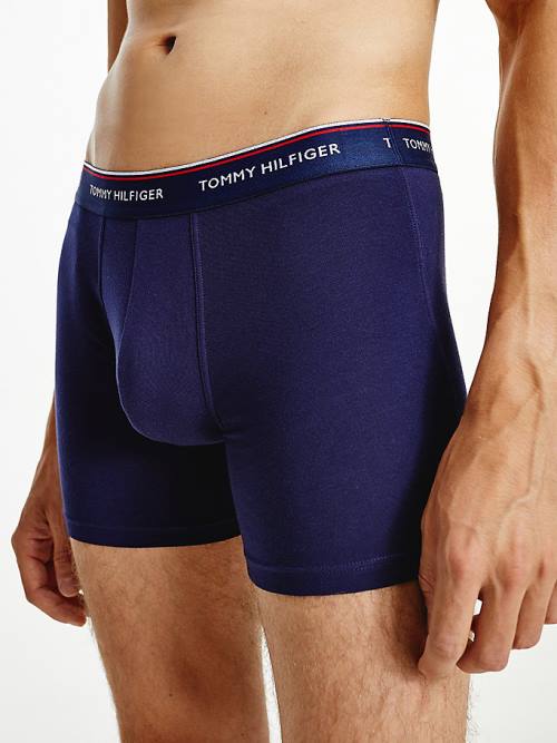 Tommy Hilfiger 3-Pack Stretch Pamuklu Boksör Shorts İç Giyim Erkek Mavi | TH275LYN