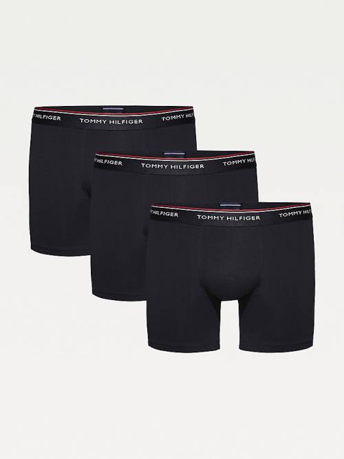 Tommy Hilfiger 3-Pack Stretch Pamuklu Boksör Shorts İç Giyim Erkek Siyah | TH496BTL