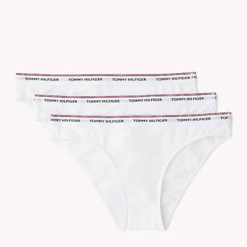 Tommy Hilfiger 3-Pack Stretch Pamuklu Briefs İç Giyim Kadın Beyaz | TH084GLH