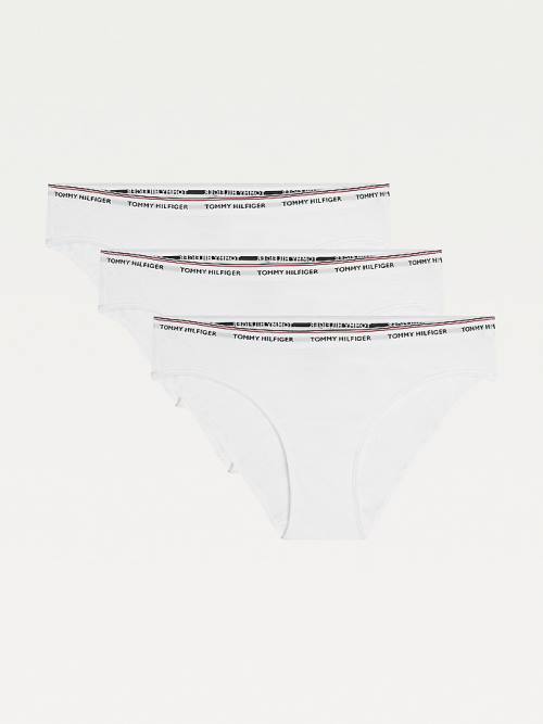 Tommy Hilfiger 3-Pack Stretch Pamuklu Briefs İç Giyim Kadın Beyaz | TH084GLH