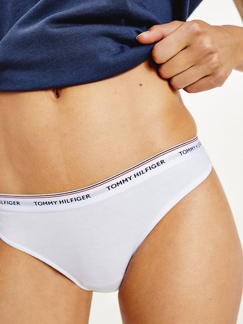 Tommy Hilfiger 3-Pack Stretch Pamuklu Thongs İç Giyim Kadın Beyaz | TH163UCF