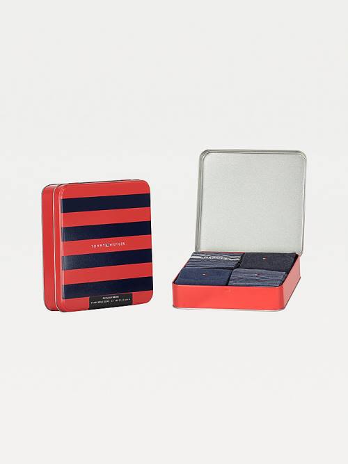 Tommy Hilfiger 4-Pack Gift Box Stripe Çorap Erkek Mavi | TH125KLI