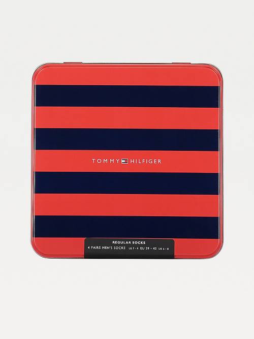 Tommy Hilfiger 4-Pack Gift Box Stripe Çorap Erkek Mavi | TH125KLI