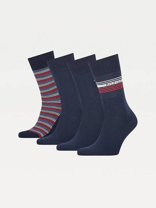 Tommy Hilfiger 4-Pack Gift Box Stripe Çorap Erkek Mavi | TH402TOI