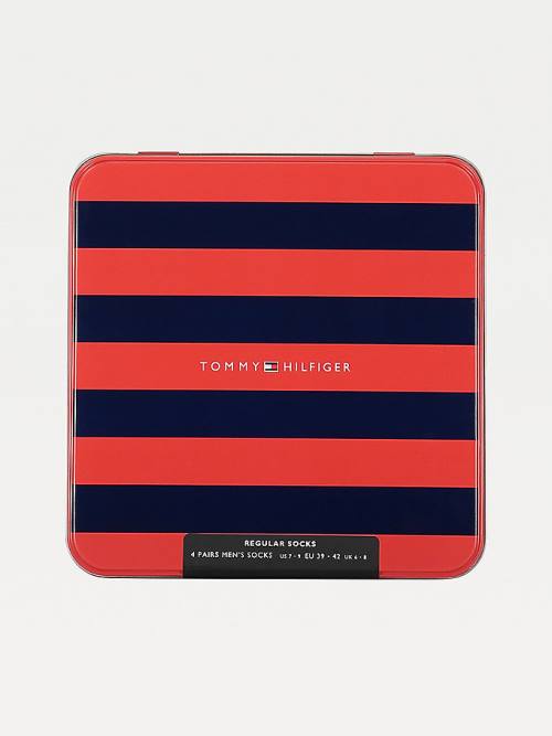 Tommy Hilfiger 4-Pack Gift Box Stripe Çorap Erkek Mavi | TH402TOI